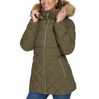 Tommy Hilfiger Women's Bibbed Faux-Fur-Trim Hooded Puffer Coat