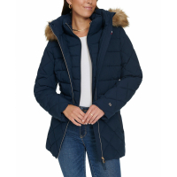 Tommy Hilfiger Women's Bibbed Faux-Fur-Trim Hooded Puffer Coat