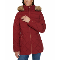 Tommy Hilfiger Women's Bibbed Faux-Fur-Trim Hooded Puffer Coat