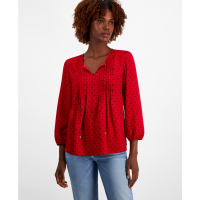 Tommy Hilfiger Diamond-Dot Pintucked Peasant Blouse pour Femmes