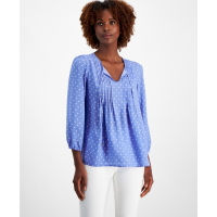 Tommy Hilfiger Women's Diamond-Dot Pintucked Peasant Blouse