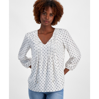 Tommy Hilfiger Diamond-Dot Pintucked Peasant Blouse pour Femmes