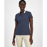 Tommy Hilfiger Dot-Print Glitter-Collar Polo Shirt pour Femmes