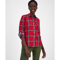 Tommy Hilfiger Women's Plaid Crinkle Utility Shirt