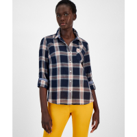 Tommy Hilfiger Women's Plaid Crinkle Utility Shirt