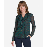 Tommy Hilfiger Plaid Ruffle-Trim Blouse für Damen