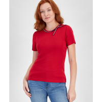 Tommy Hilfiger Bow Neck Cotton T-Shirt für Damen