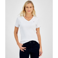 Tommy Hilfiger Embellished V-Neck Cotton T-Shirt pour Femmes