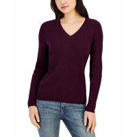 Tommy Hilfiger Women's Cotton Cable Ivy V-Neck Sweater