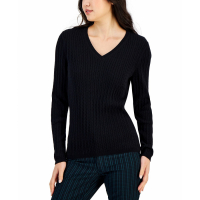 Tommy Hilfiger Women's Cotton Cable Ivy V-Neck Sweater