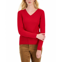 Tommy Hilfiger Women's Cotton Cable Ivy V-Neck Sweater