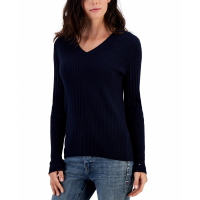 Tommy Hilfiger Women's Cotton Cable Ivy V-Neck Sweater