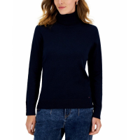 Tommy Hilfiger Cotton Solid Button Cuff Turtleneck Sweater pour Femmes