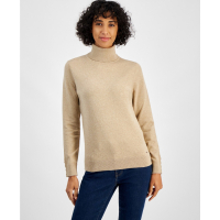 Tommy Hilfiger Cotton Solid Button Cuff Turtleneck Sweater pour Femmes