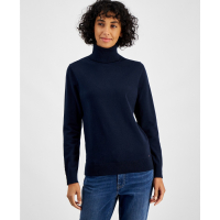 Tommy Hilfiger Cotton Solid Button Cuff Turtleneck Sweater pour Femmes