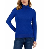 Tommy Hilfiger Women's Cotton Solid Button Cuff Turtleneck Sweater