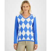 Tommy Hilfiger Women's Cotton Argyle V-Neck Sweater