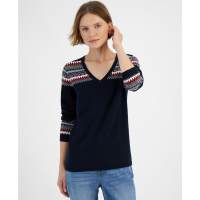 Tommy Hilfiger Women's Fair Isle V-Neck Sweater