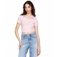 Tommy Jeans Striped Short-Sleeve Cropped Polo Shirt pour Femmes