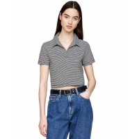 Tommy Jeans Women's Striped Short-Sleeve Cropped Polo Shirt