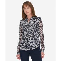 Tommy Hilfiger Women's Ruffled Floral Print Split-Neck Top