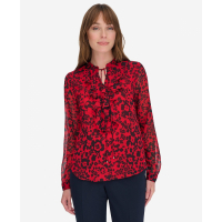 Tommy Hilfiger Women's Ruffled Floral Print Split-Neck Top