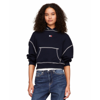 Tommy Jeans Boxy Topstitch Cotton Logo Hoodie pour Femmes