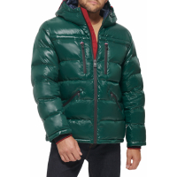 Tommy Hilfiger Men's Pearlized Water Resistant Hooded Puffer Jacket