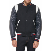 Tommy Hilfiger Men's Faux Leather Letterman Varsity Jacket