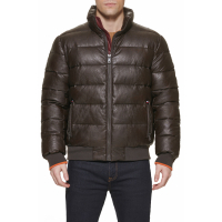 Tommy Hilfiger Men's Water Resistant Faux Leather Quilted Bomber Jacket