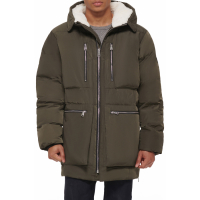 Tommy Hilfiger Men's Water Resistant Faux Shearling Lined Hood Quilted Parka