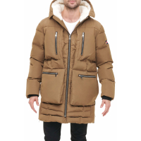 Tommy Hilfiger Men's Water Resistant Faux Shearling Lined Hood Quilted Parka