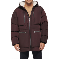 Tommy Hilfiger Men's Water Resistant Faux Shearling Lined Hood Quilted Parka