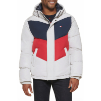 Tommy Hilfiger Men's Colorblock Water Resistant Hooded Puffer Jacket