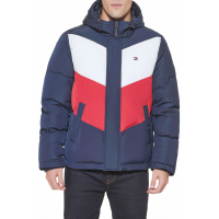 Tommy Hilfiger Men's Colorblock Water Resistant Hooded Puffer Jacket