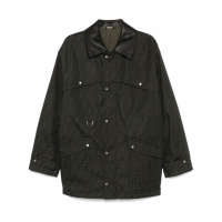 Fendi Manteau 'Logo-Jacquard Waxed' pour Hommes