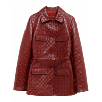 Gucci Veste en cuir 'Logo-Embossed' pour Femmes