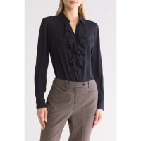 Calvin Klein 'Ruffle Long Sleeve Top' pour Femmes