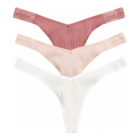 Calvin Klein 'Refined Ribbed Thongs - Pack of 3' pour Femmes