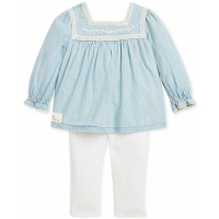 Polo Ralph Lauren 'Chambray Top & Ribbed Leggings, 2 Piece Set' für Baby Mädchen