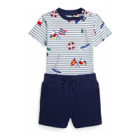 Polo Ralph Lauren 'Flag Print Jersey Tee and Fleece Short Set' für Baby Jungen