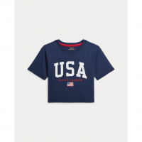 Ralph Lauren 'Logo Cotton Jersey Boxy Tee' für Kleine Mädchen