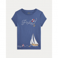 Ralph Lauren 'Nautical Logo Cotton Jersey Tee' für Kleine Mädchen