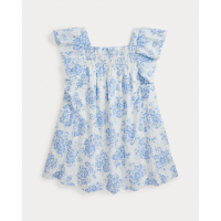 Ralph Lauren 'Floral Ruffled Slub Cotton Dress' für Kleine Mädchen