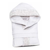 Caleffi White Decor Hooded Bathrobe