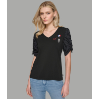 Karl Lagerfeld Paris 'Ruched Short Sleeve Top With Pins' für Damen