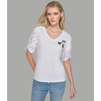 Karl Lagerfeld Paris 'Ruched Short Sleeve Top With Pins' für Damen