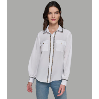 Karl Lagerfeld Paris 'White Soft Button Front Blouse' für Damen