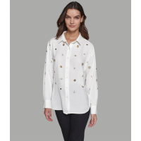 Karl Lagerfeld Paris 'White Button Front Blouse With Gold Pins' für Damen