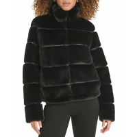 Karl Lagerfeld Paris Women's 'Faux-Leather Trim Faux-Fur Short Coat'